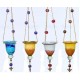 Hanging oil-lamp of blown glass with beads